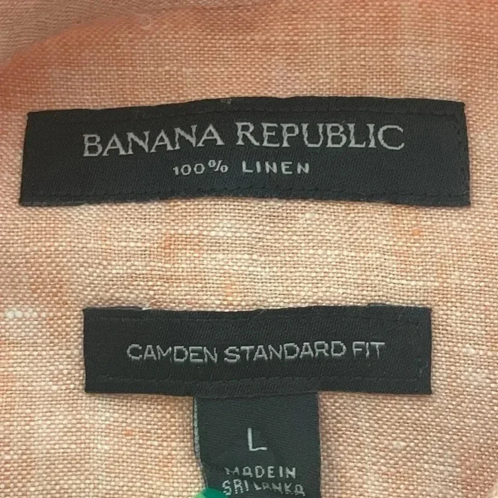 Banana Republic Men’s Linen Short Sleeve Orange Button Down Large EUC